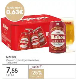 Supermercados Plaza Mahou cerveza rubia lager 5 estrellas oferta