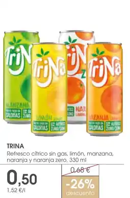 Supermercados Plaza Trina refresco cítrico sin gas limón manzana naranja y naranja zero oferta