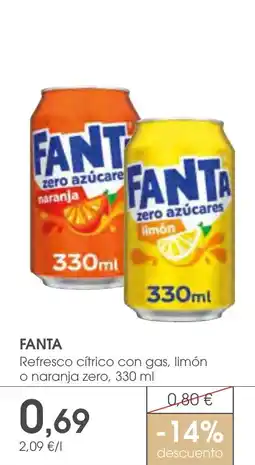 Supermercados Plaza Fanta refresco cítrico con gas limón o naranja zero oferta