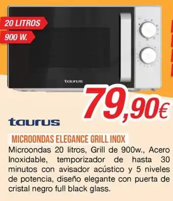Taurus microondas elegance grill inox