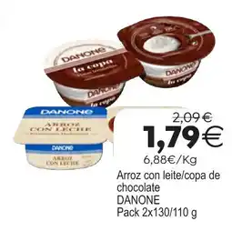 Plenus Supermercados Danone arroz con leite/copa de chocolate oferta