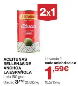 Hipercor La Española aceitunas rellenas de anchoa oferta