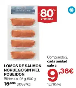 Hipercor Poseidon lomos de salmón noruego sin piel oferta