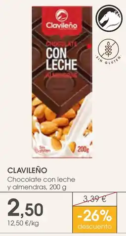 Supermercados Plaza Clavileño chocolate con leche y almendras oferta