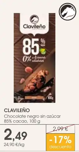 Supermercados Plaza Clavileño chocolate negro sin azúcar oferta