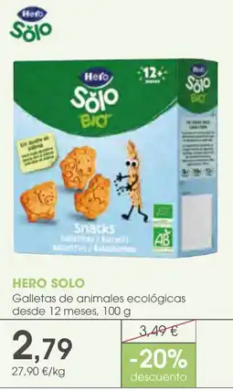 Supermercados Plaza Hero Solo galletas de animales ecológicas oferta