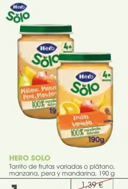 Supermercados Plaza Hero solo tarrito de frutas variadas o plátano, manzana, pera y mandarina oferta