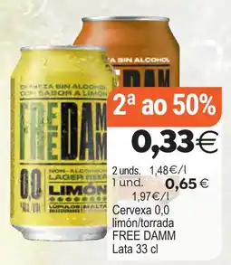 Plenus Supermercados Free Damm Cerveza 0,0 limón/torrad oferta
