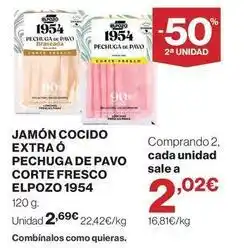 Supercor Elpozo - jamón cocido extra o pechuga de pavo corte fresco 1954 oferta
