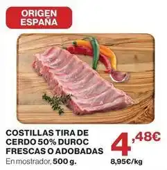 Supercor Origen - costillas tira de cerdo 50% duroc frescas o adobadas oferta