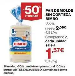 Supercor Bimbo - pan de molde sin corteza oferta