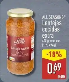 ALDI Lentejas cocidas extra oferta
