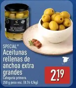 ALDI Special - aceitunas rellenas de anchoa extra grandes oferta
