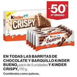 El Corte Inglés Kinder crispy las barritas de chocolate y barquillo kinder bueno oferta