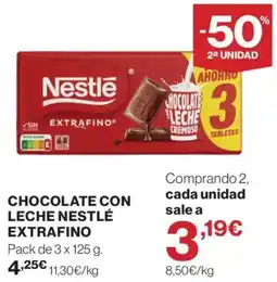 El Corte Inglés Nestlé chocolate con leche extrafino oferta