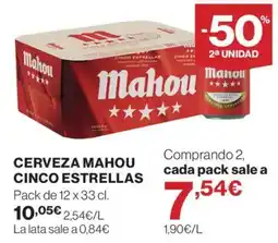 El Corte Inglés Mahou cinco estrellas oferta