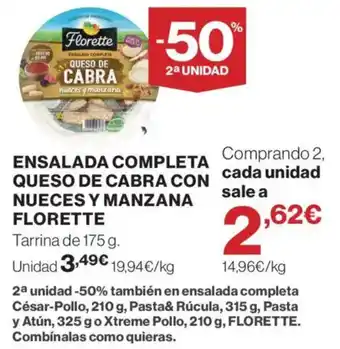 Florette ensalada completa queso de cabra con nueces y manzana