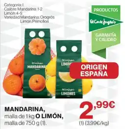 El Corte Inglés El Corte Inglés mandarina o limón oferta