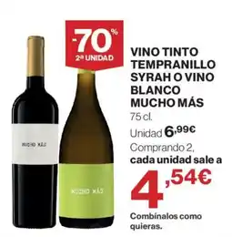 El Corte Inglés Mucho Más vino tinto tempranillo syrah o vino blanco oferta