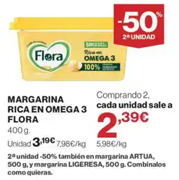 El Corte Inglés Flora margarina rica en omega 3 oferta