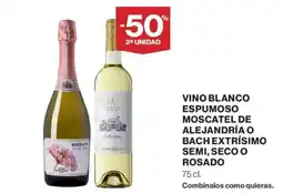 El Corte Inglés Bach vino blanco espumoso moscatel de alejandría o bach extrísimo semi, seco o rosado oferta