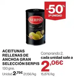 El Corte Inglés serpis aceitunas rellenas de anchoa gran selección oferta