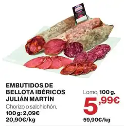 El Corte Inglés Julián Martín embutidos de bellota ibéricos oferta