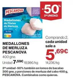 El Corte Inglés Pescanova medallones de filetes de merluza del cabo oferta