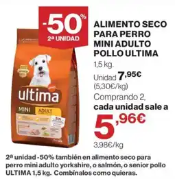 El Corte Inglés ultima alimento seco para perro mini adulto pollo oferta