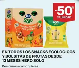 El Corte Inglés Hero Solo en todos los snacks ecologicos y bolsitas de frutas desde 12 meses oferta