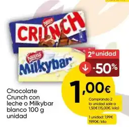 FROIZ Nestle Crunch con leche o Milkybar blanco oferta