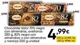 FROIZ Valor chocolate 70% negro con almendras, avellanas 82% negro con almendras o con almendras y naranja oferta