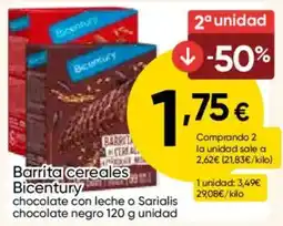 FROIZ Bicentury barrita cereales chocolate con leche o Sarialis chocolate negro oferta