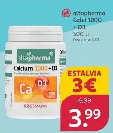 Rossmann Altapharma - calci 1000 + d3 oferta