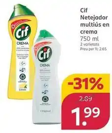 Rossmann Cif - netejador multius en crema oferta