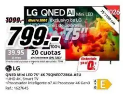 MediaMarkt Lg - qned mini led 75 4k 75qned72b6a.a.eu oferta