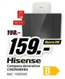 MediaMarkt Hisense - campana decorativa ch6in6bxbg oferta
