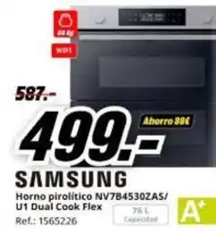 MediaMarkt Samsung - horno pirolitico nv7b4530zas/ u 1 dual cook flex oferta