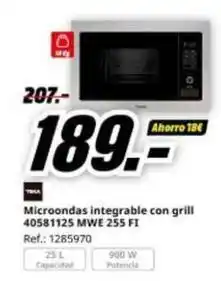 MediaMarkt Microondas integrable con grill oferta