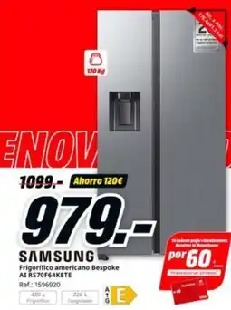 MediaMarkt Samsung - frigorifico americano bespoke a 1 rs70f614eete oferta
