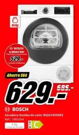 MediaMarkt Bosch - secadora bomba de calor wqg245d0es oferta