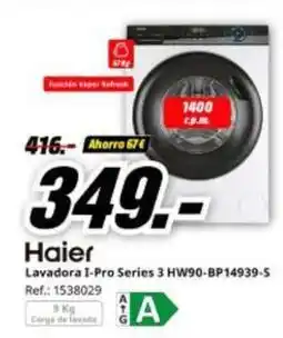 MediaMarkt Haier - lavadora i-pro series 3 hw90-bp14939-s oferta