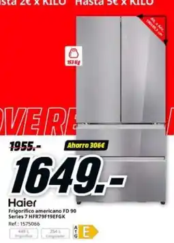 MediaMarkt Haier - frigorifico americano fd 90 serie 9 infra9°319egfk oferta