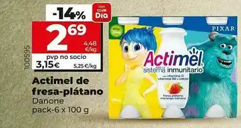 Dia Supermercados Actimel De Fresa-plátano Danone oferta
