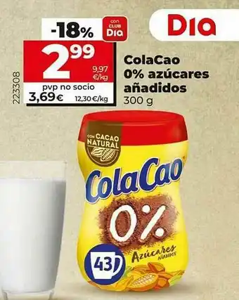 Dia Supermercados Colacao 0% Azúcares Añadidos oferta