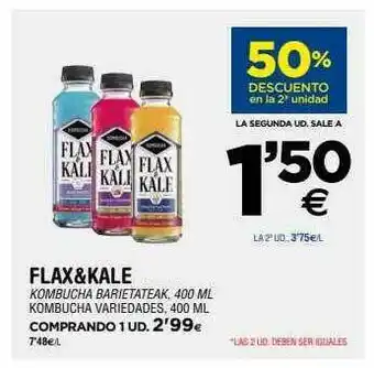 BM Supermercados 50% Descuento En La 2a Unidad Flax&kale Kombucha Variedades oferta