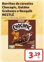 Alcampo Nestlé - barritas de cereales chocapic, golden grahams o nesquik oferta