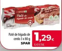 Spar La Palma SPAR Paté de hígado de cerdo oferta