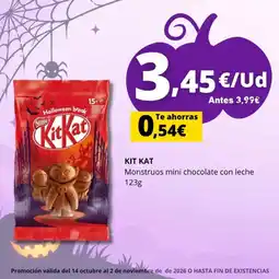 Tu Trébol Hipermercados Kit Kat Monstruos mini chocolate con leche oferta