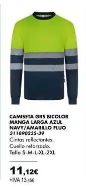 Coinfer Camiseta grs bicolor manga larga azul navy/ amarillo fluo oferta